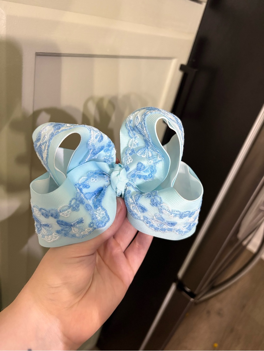 Light Blue with Lace Boutique Bow